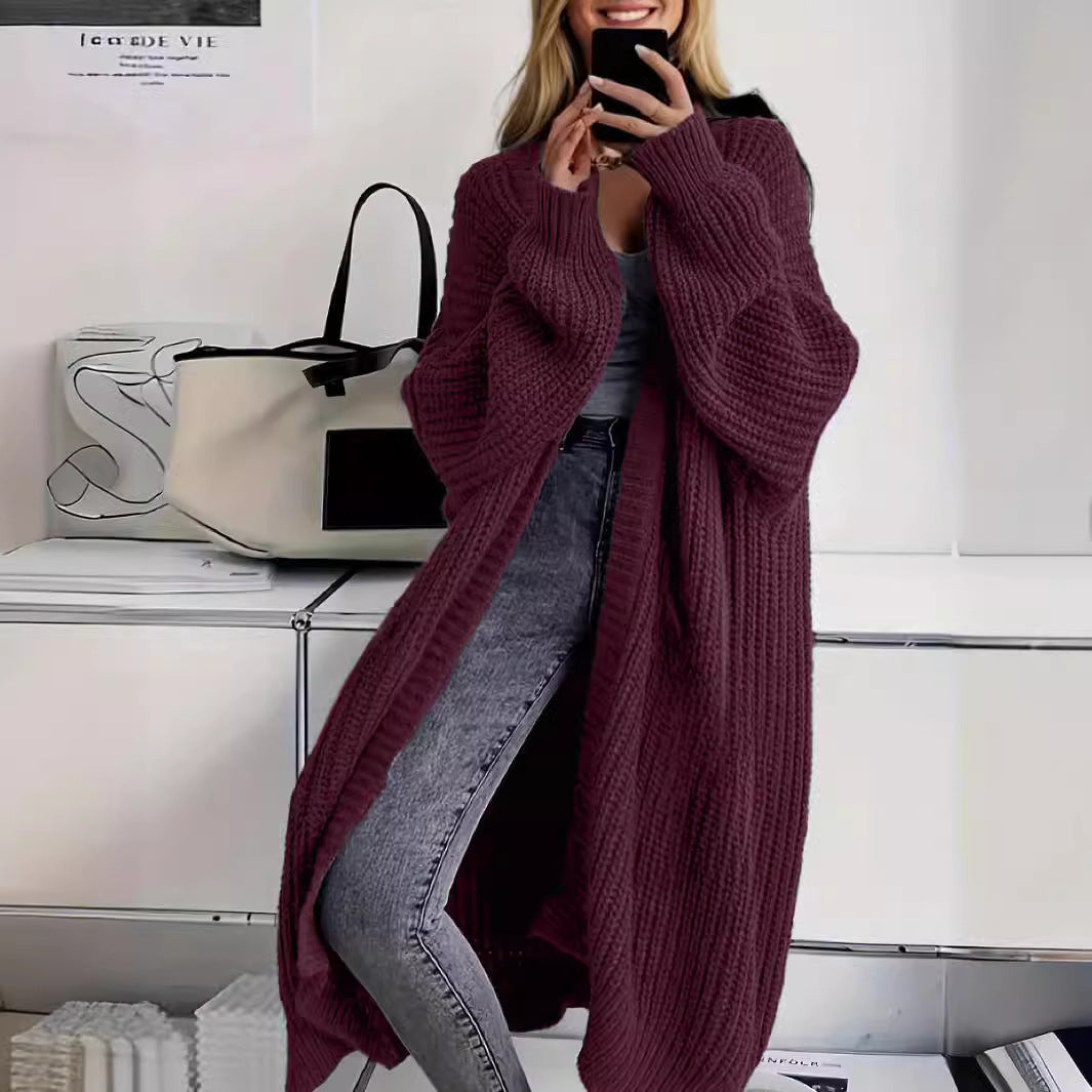 Cardigan long en tricot avec poches