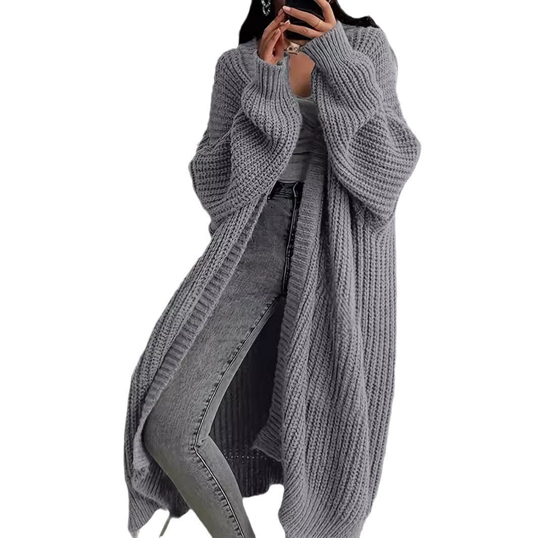 Cardigan long en tricot avec poches