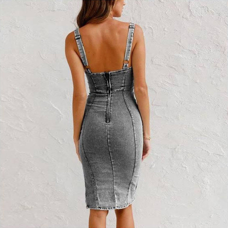 Robe Candy En Denim Avec Bretelles Réglables