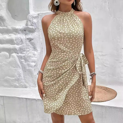 Mini-robe à col rond et nœud croisé